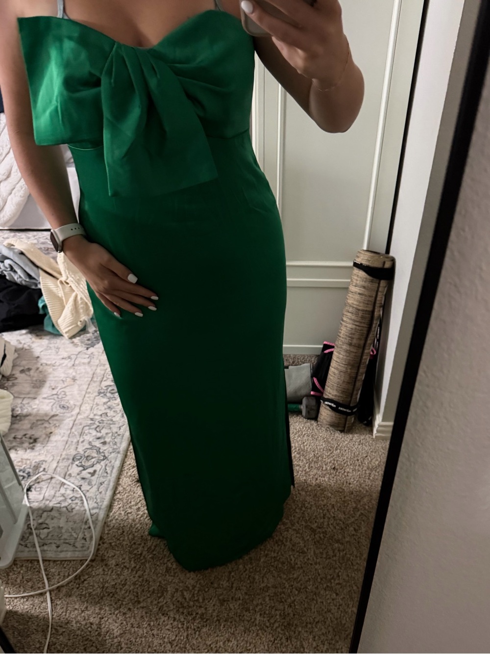 Lilly Pulitzer Emerald Green Strapless Maxi Dress with Front Bow